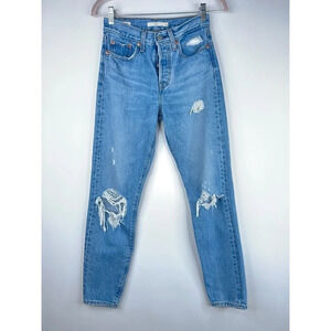 Levi's Wedgie Icon Fit Distressed High Rise Button Fly 100% Cotton Size 24
